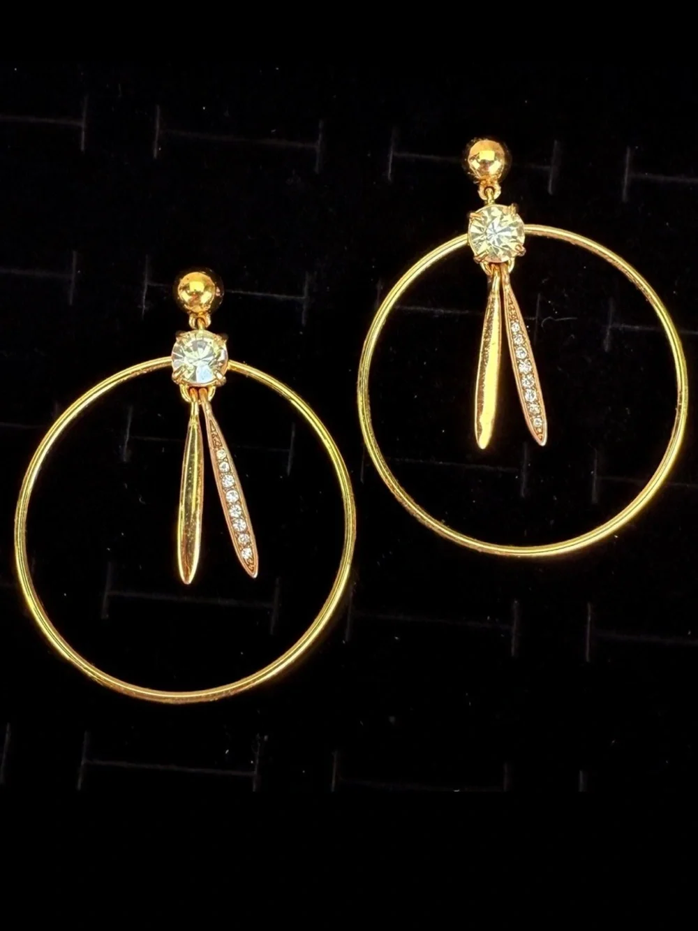 Vintage goldtone clear center bling J.Crew pierced earrings